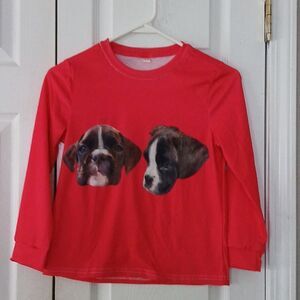 Red dog face print long sleeve top  Sz 6-7yrs NWOT